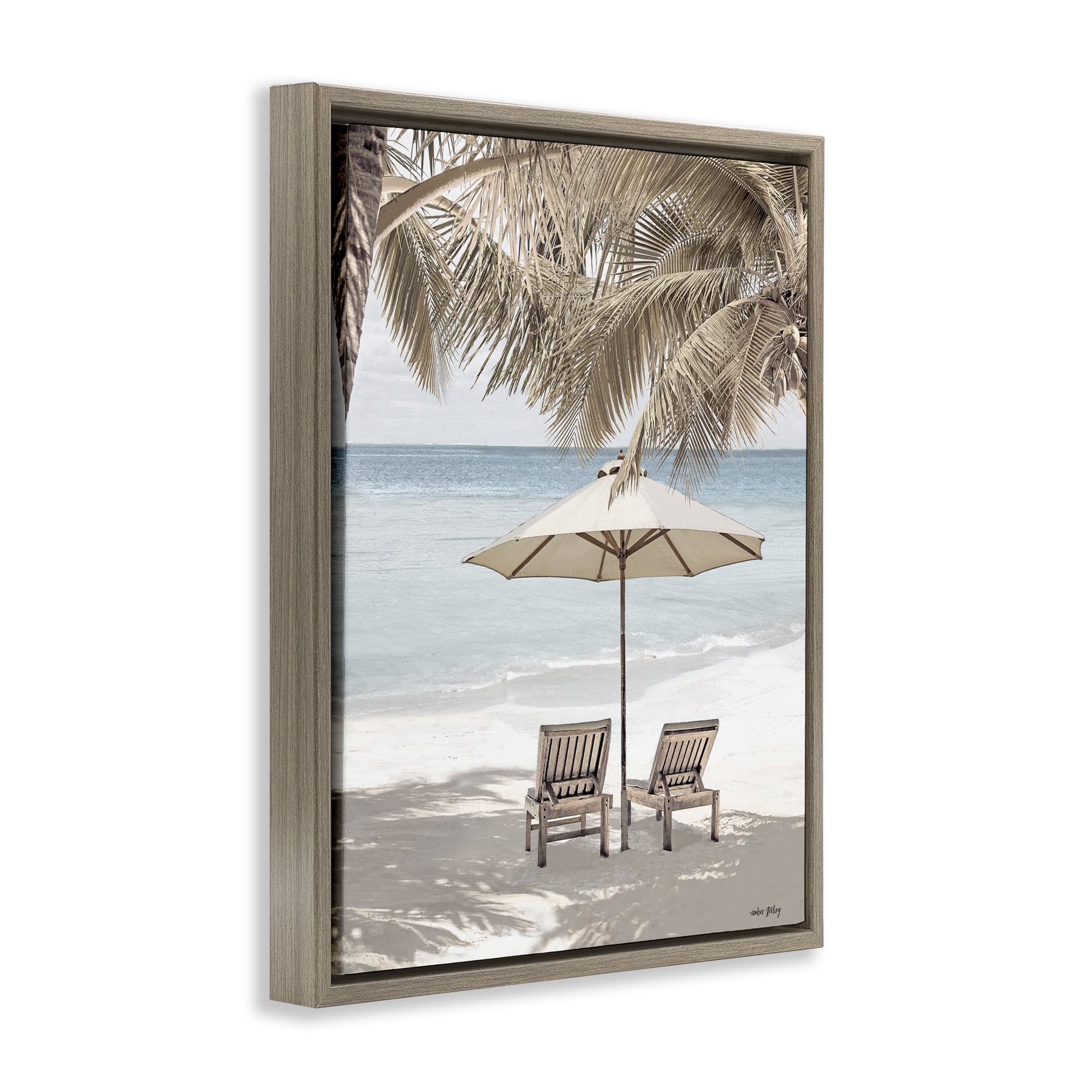 Stupell Industries Summer Villa Vacation Landscape Photography Brown Floater Framed Canvas Art Print Wall Art, 17 x 21