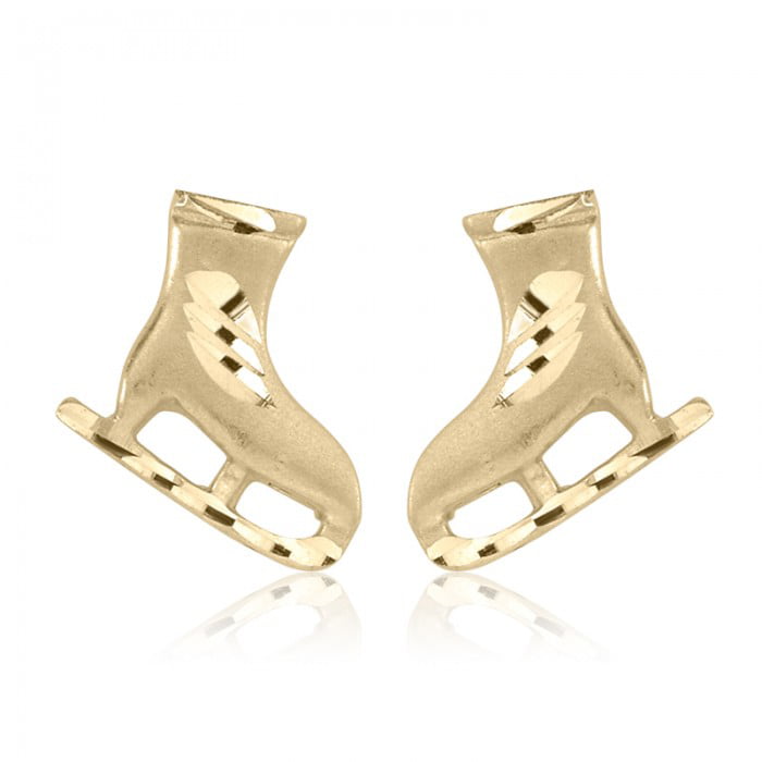 10K Yellow Gold Skate Baby Stud Earrings pic