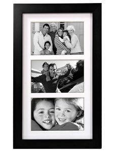 4 Opening Glass Face 8x18 Black Picture Frame Holds 4x6 Media Black Collage Mat 