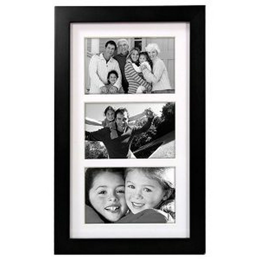 3 Opening 4x6 COLLAGE FRAME LINEAR WALL Matted Black