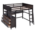 thumbnail image 3 of MODERNLUXE Full Size Loft Bed with L-Shaped Desk,Solid Wood Full Bed Frame with 6 Drawers,2 Storage Shelves,Safety Guard and Ladder,Space-Saving Bed Frame for Small Bedroom,No Noise,Espresso, 3 of 7