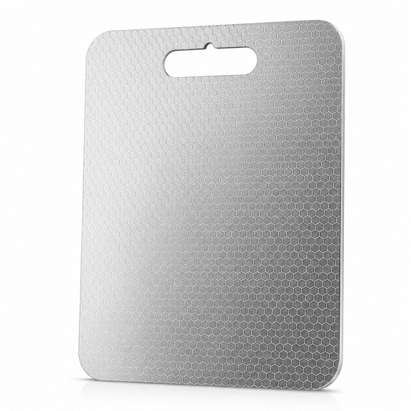 SLUMLOVE 15.4 x 11" Titanium Stainless Steel Cutting Board - Double Sided Chopping board - Non-slip,Food Grade, Non-Stick, Dishwasher Safe for Meat, Fruit, Vegetables