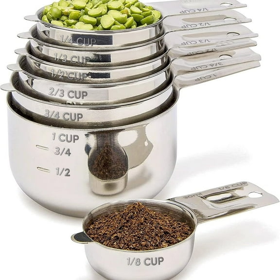 Measuring Cups Set of 7,Stackable,304 Premium Stainless Steel,Kitchen Gadgets for Measure Liquid and Dry Ingredients,Cooking & Baking