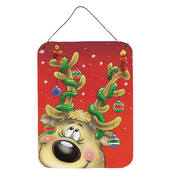 Carolines Treasures AAH7206DS1216 Comic Reindeer with Decorated Antlers Wall or Door Hanging Prints 12x16 multicolor