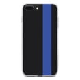 thumbnail image 1 of DistinctInk Clear Shockproof Hybrid Case for iPhone 7 PLUS / 8 PLUS (5.5" Screen) - TPU Bumper, Acrylic Back, Tempered Glass Screen Protector - Thin Blue Line Grey Black Carbon Fiber Print, 1 of 5