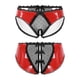 thumbnail image 3 of Lencería de mujer, ropa interior transparente, de encaje transparente, con parches, de látex, de charol, de cintura baja, sin entrepierna, caladas, 3 of 5