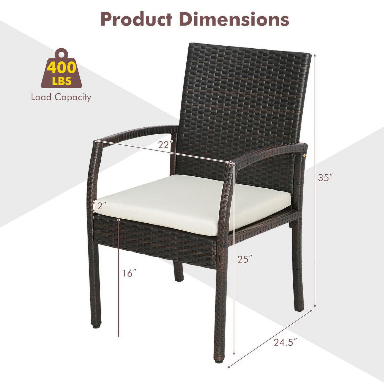 Aimee Lii 5 Pieces Patio Wicker Cushioned Dining Set with Umbrella Hole, Outdoor Patio Furniture