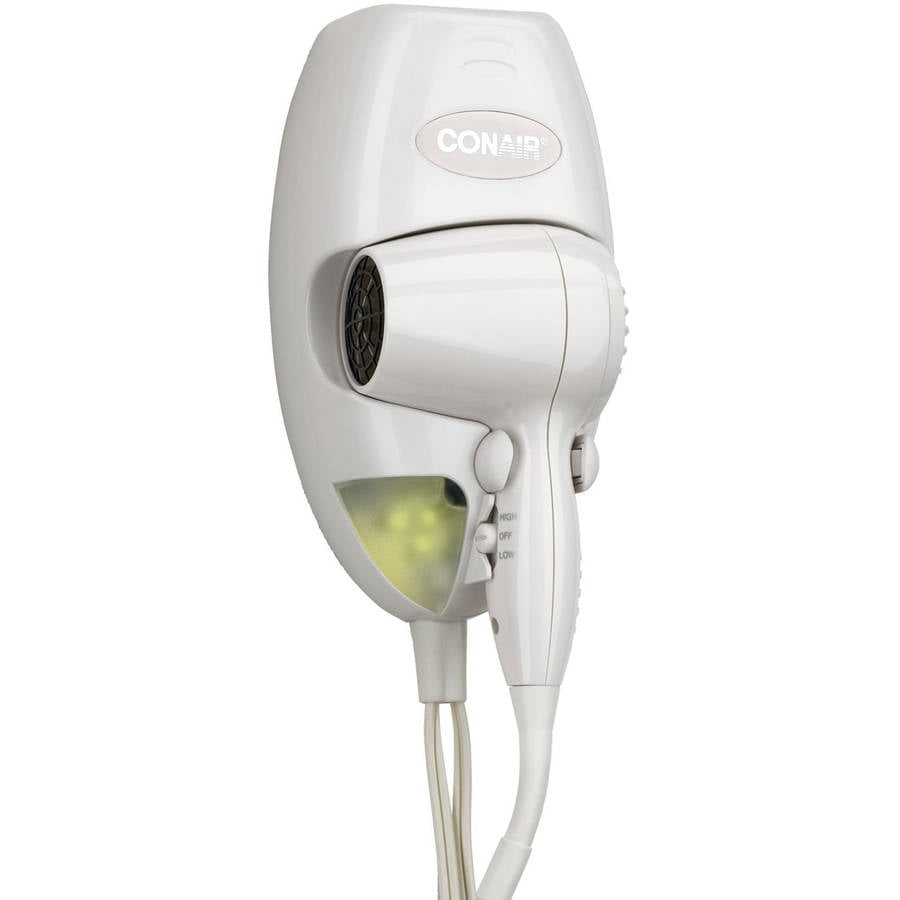 Conair 1600 Watt Wall Mount Compact Hair Dryer with LED Night Light by Conair