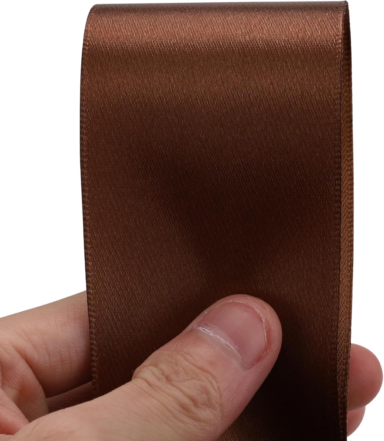 2 inch x 50 Yards Brown Single Face Satin Ribbon Solid Fabric Ribbon for Gift Wrapping Floral Bouquets Wedding Birthday Party Decoration Hair Floral Craft Sewing