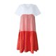 thumbnail image 4 of Abomasnow - Vestido corto informal de talla grande para mujer, de verano, holgado, a la moda, con cuello en V, rayas, lunares, manga corta, volantes, dobladillo escalonado, de lino, para playa y sol,, 4 of 5