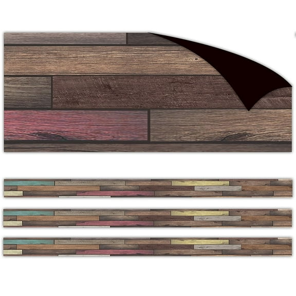 Teacher Created Resources Reclaimed Wood Design Magnetic Border, 24 Feet Per Pack, 3 Packs