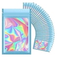 thumbnail image 1 of 100pcs Resealable Holographic Bags, Smell Proof Mylar Pouch With Clear Window For Food Storage Part, 1 of 5