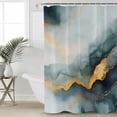thumbnail image 4 of Abstract Marble Texture Shower Curtain Set ，Waterproof Fabric Shower Curtains Green Black Gradient Gold Crack Art Shower Curtains for Bathroom,Bathroom Decor 72"x84", 4 of 6