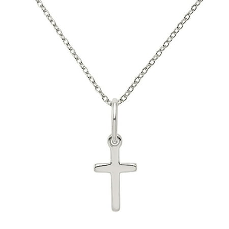 Primal Silver Sterling Silver Small Cross Charm with 18-inch Cable Chain