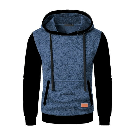 Levmjia Men's Two-Tone Hooded Pullover Sweatshirt Long Sleeve Streetwear Casual Comfort Fit Fall Winter Fashion Top S-3XL Multiple colors to choose from Navy