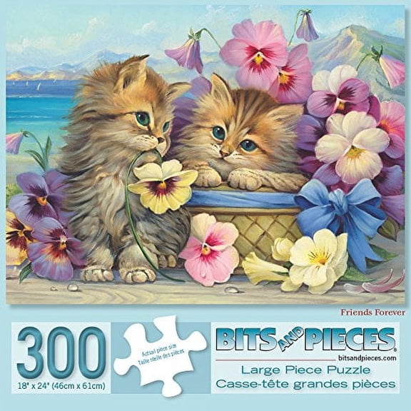 Bits and Pieces 300 Piece Jigsaw Puzzle for Adults “Friends Forever” Cats by Oleg Gavrilov 18” x 24”