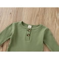 thumbnail image 4 of Infant Baby Boys Jumpsuit and Hat Set  Solid Knit Ribbed Long Sleeve Crew Neck Button Romper One-Piece Clothes, 4 of 6