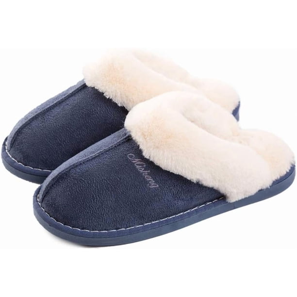 Pantuflas de mujer con espuma viscoelástica, suaves y sin cordones, forradas de gamuza y suela antideslizante, para interior y exterior.