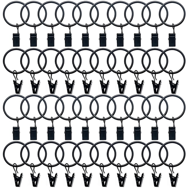 40 Pices Anneaux Rideaux Metal Avec Pinces Pince A Rideau Clips Oeillet Pour Rideaux Diamtre Intrieur De 32mm Noir