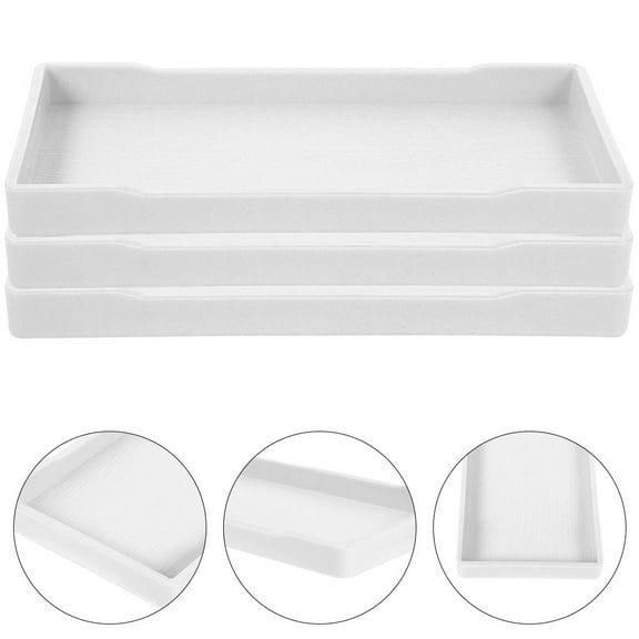 FOMIYES White Melamine Bathroom Vanity Tray for Counter Organization Jewelry Storage Convenient Home Use 3pcs