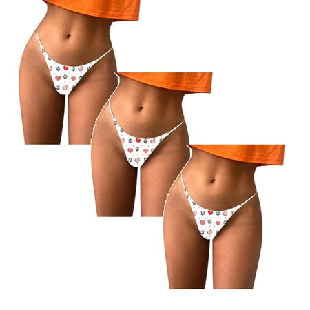 

Womens Underwear Brief Underpants Comfort Low Rise Soft T Back Panties3PC