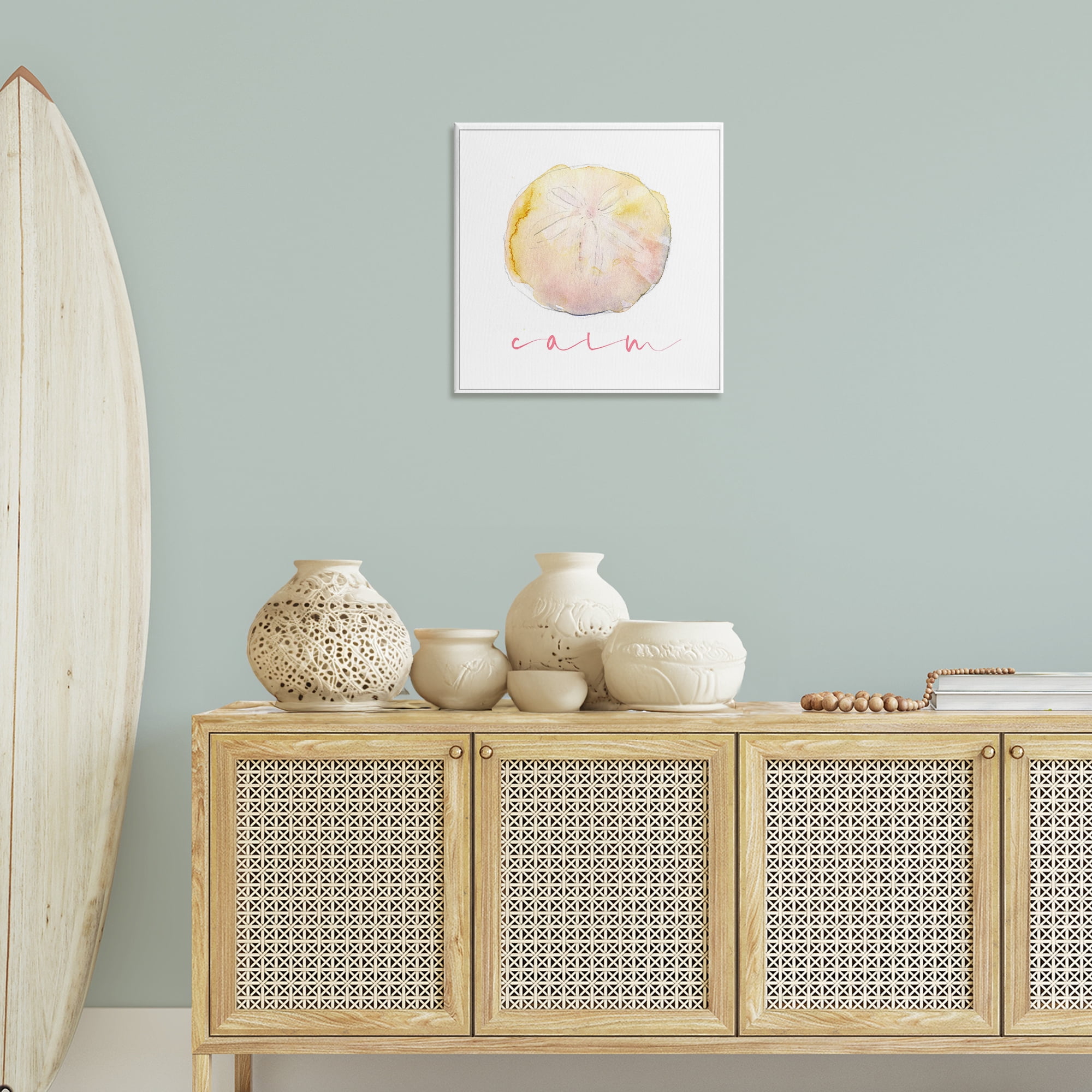 Stupell Industries Sand Dollar Calm Phrase Nautical & Beach Painting Wrapped Canvas Art Print Wall Art, 24 x 24