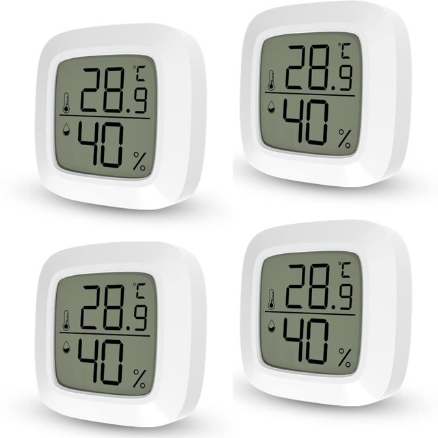 4 Uds minitermómetro interior habitación dormitorio termómetro con higrómetro Digital preciso de actualización rápida para habitación de niños (blanco) Rojo Verde