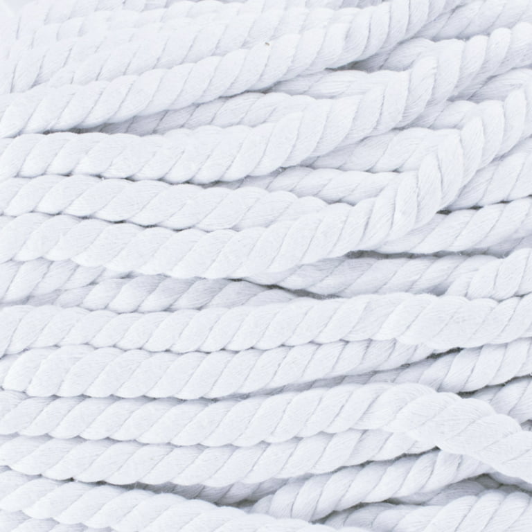 Wcp 1/2 inch Thick Super Soft Artisan Decorative Twisted 100% Cotton Rope - White, Size: 100 Feet