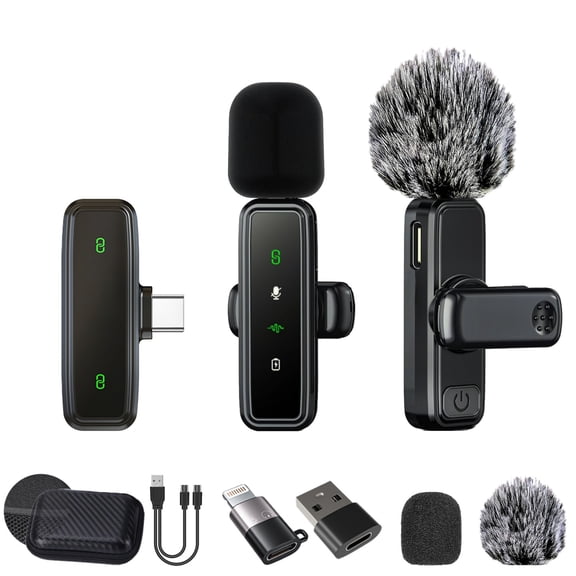 Nordwen Wireless Mini Clip-On Lavalier Microphone with Noise Reduction, Plug-and-Play Portable Lapel Mic for Phone, Tablet, PC and Camera, for Video Recording, Vlogging and Live Broadcasts