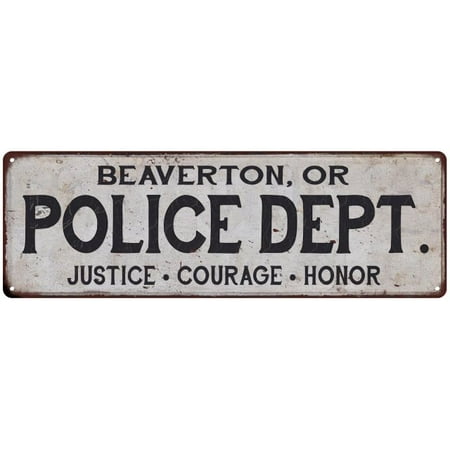BEAVERTON, OR POLICE DEPT. Vintage Look Metal Sign Chic Decor Retro
