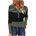 thumbnail image 2 of Pntutb Mujeres Casual Impresión Botones Manga larga Encaje Empalme Blusa delgada Camiseta tops Pntutb Pntutb-4737, 2 of 7