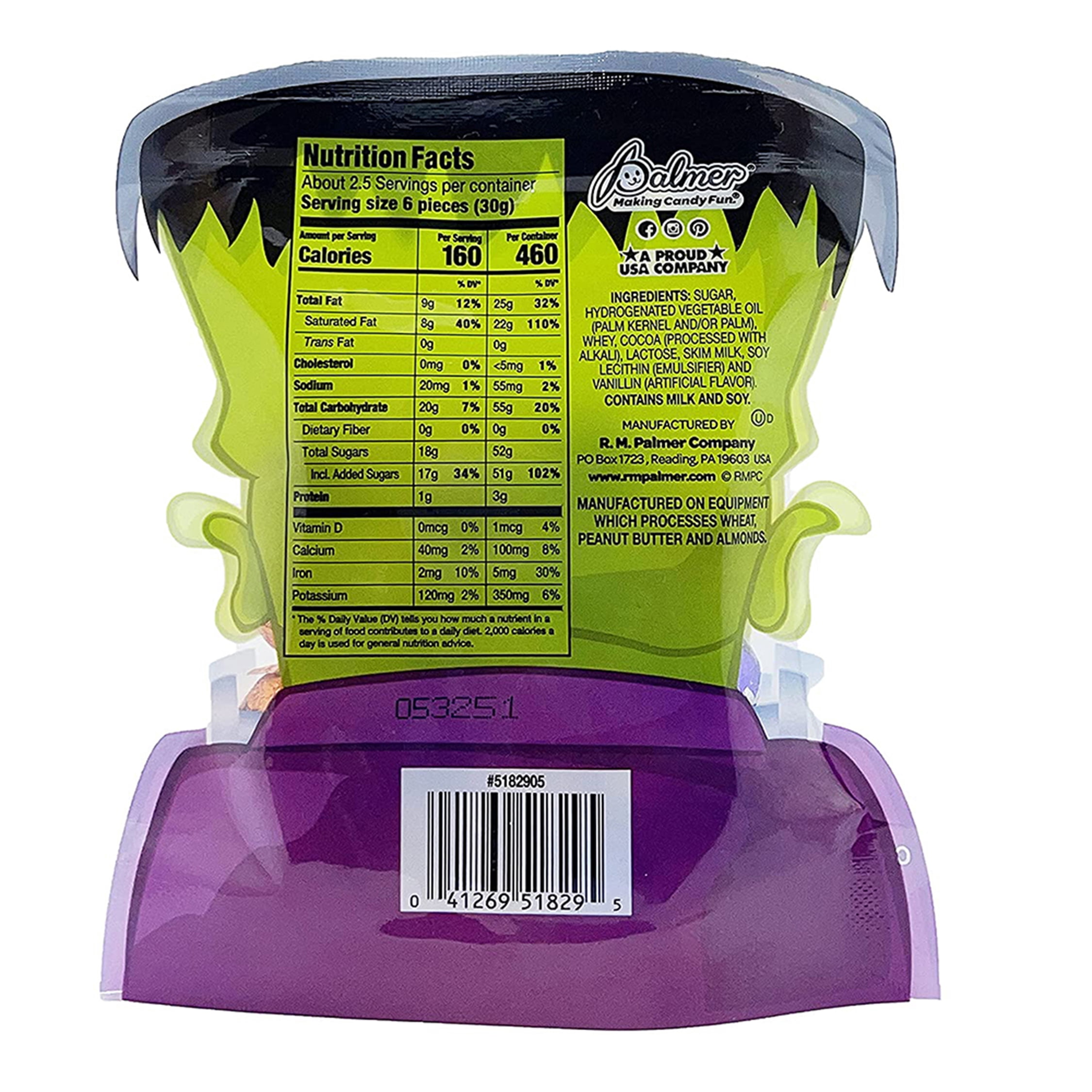 RM Palmer Halloween Party Pals Monsters Milk Chocolate Candy, 3 oz, 16 Pieces