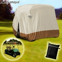 AYAMAYA 4 Passenger Golf Cart Covers, Heavy Duty 420D Waterproof UV Resistant Golf Cart Cover, Roof 80" L Fits EZGO, Club Car, Yamaha (Beige)