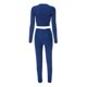 thumbnail image 4 of Pantalones Conjunto de 2 piezas de trajes de moda, camisas con cuello redondo y pantalones tipo lápiz, mujer sexy Ygjytge Azul T M para Mujer, 4 of 8