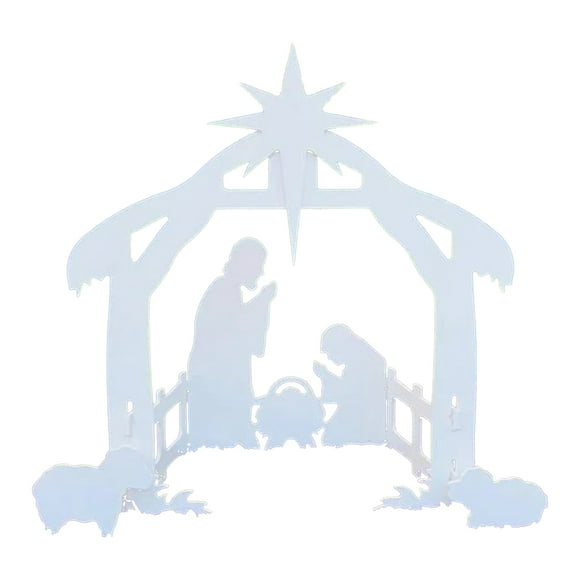 Large - White Outdoor Nativity Christmas Set