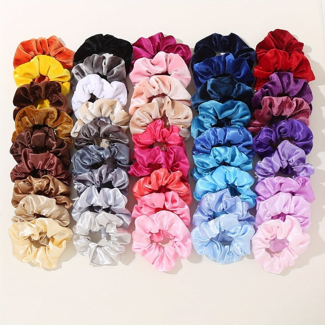 60pcs Hair Scrunchies: Satin Imitation Silk Scrunchies For Curly Hair - Perfect Hair Accessories For Women & Girls - Thanksgiving & Christmas Gift