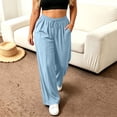 thumbnail image 6 of SBYOJLPB Women's Plus Size Pants Solid Color Elastic Waist Drawstring Pants with Pocket, 6 of 7