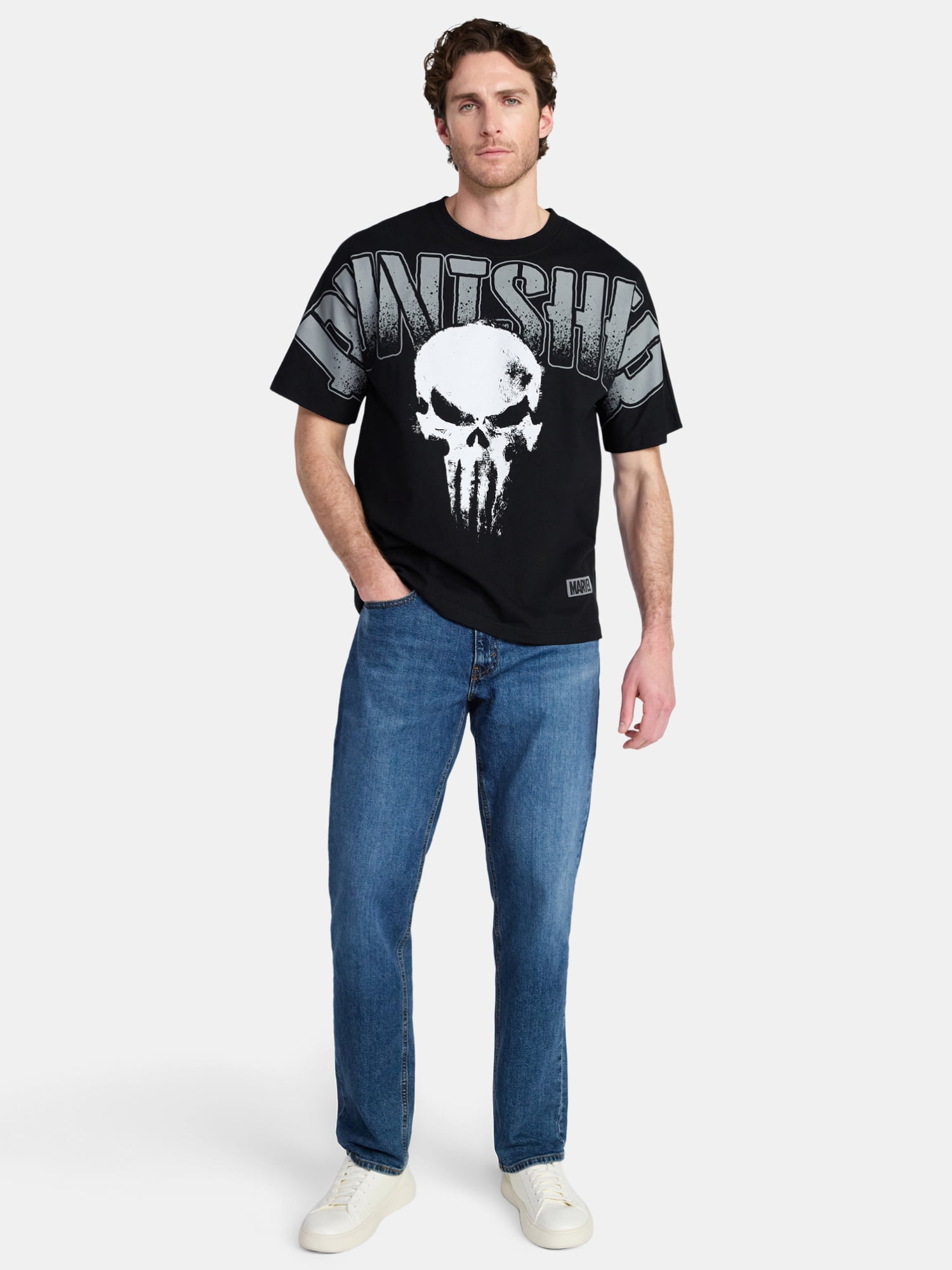 Punisher Men's and Big Men's Oversized Graphic Tee with Short Sleeves, Sizes S-3XL
