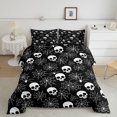 thumbnail image 2 of Homewish Skull Spider Web Queen Comforter Set for Kids, Gothic Halloween Theme Comforter Sets Queen, Black Reversible, 3 Pieces, 1 Comforter and 2 Pillowcases, 2 of 6
