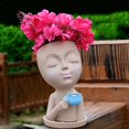 thumbnail image 3 of Hadanceo Flower Pot,Flower Vase Lovely Large Capacity Reusable Resin Coffee Girl Plant Holder Household Supplies, 3 of 7