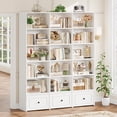 thumbnail image 3 of Homfa 72" Tall Triple Wide Bookshelf with Storage Drawers, 5-Tier Large Bookshelf with 15 Display Shelves for Living Room Home Office, White, 3 of 10
