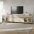 thumbnail image 4 of WAMPAT Modern TV Stand for TVs up to 120 inch, 4 in 1 TV Console with Glass Doors and 2 Drawers, Entertainment Center with Adjustable Shelf for Living Room, Bedroom, Beige, 4 of 13