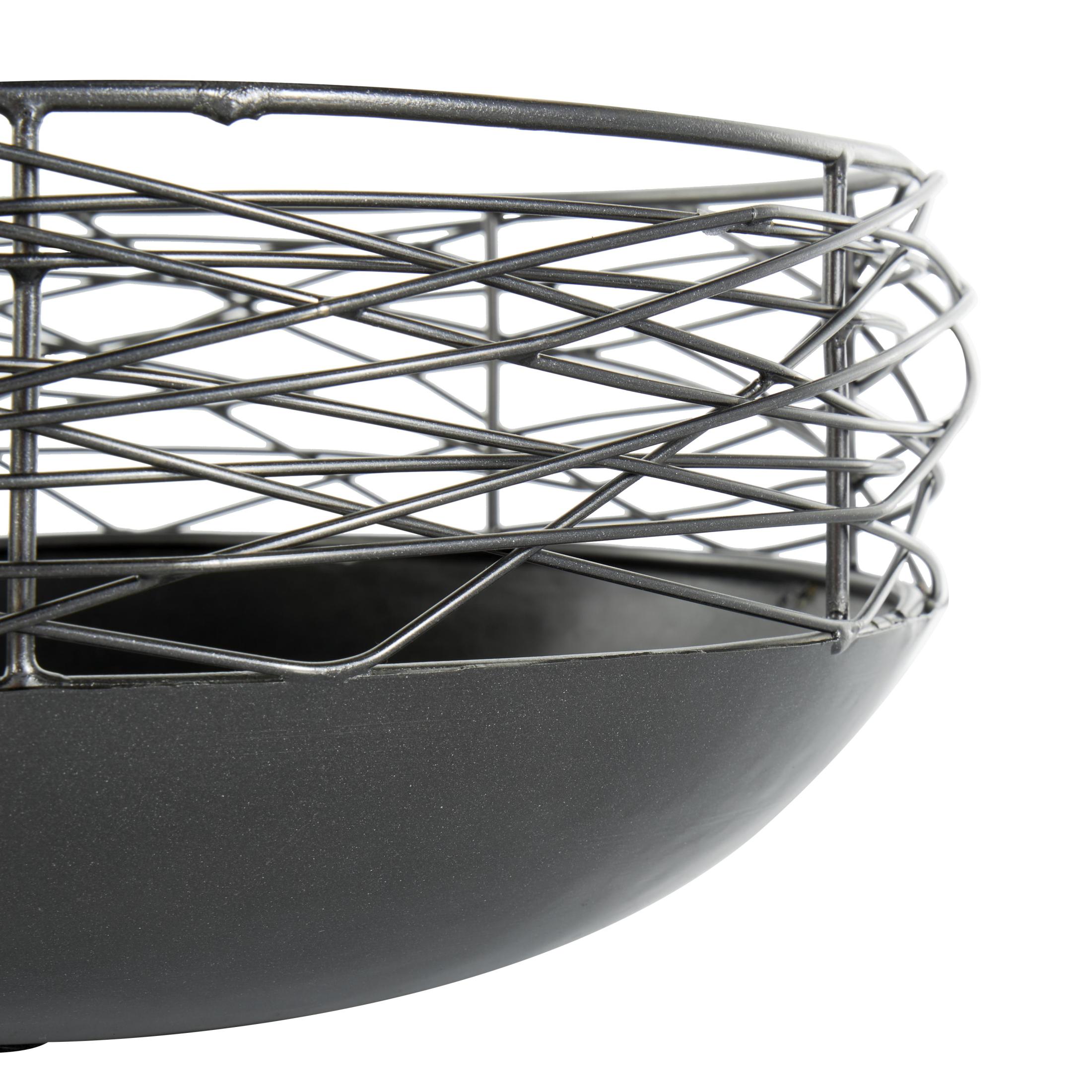 DecMode 15", 12"W Round Intertwined Wire Abstract Black Metal Decorative Bowl with Solid Matte Base, Set of 2