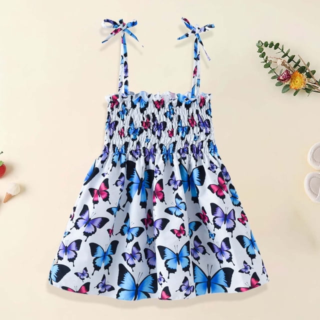 Vestido SDJMa para niñas y bebés, de verano, sin mangas, con tirantes y estampado gráfico