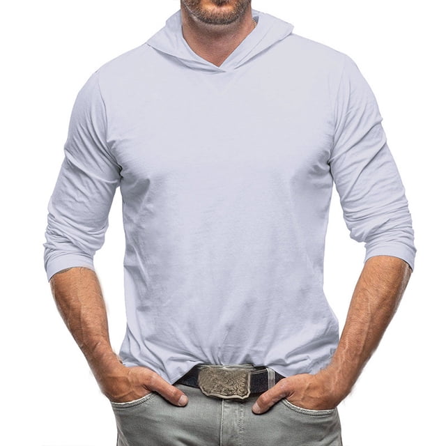 DPTALR Pull-Over à Manches Longues pour Hommes, Couleur Unie, T-shirt à Capuche