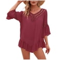 thumbnail image 2 of qelini Beach Cover up for Women Long Sleeve Cardigan Cover Up Solid Color Cover Up Tunic Summer Beach Vocation, 2 of 8