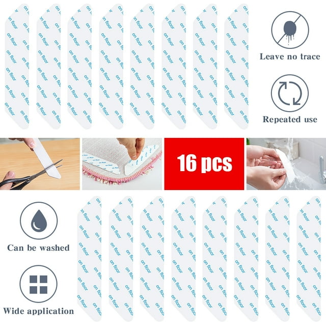 16 Pcs Rug Gripper Washable Reusable Non-Slip Carpet Gripper for Carpet, Hardwood Floors (7.1 x 1.2 in)