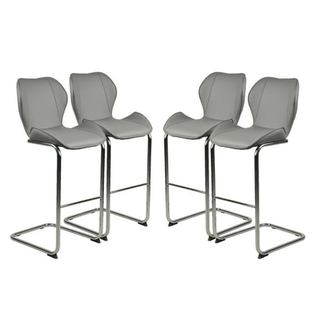 - JUMPER Set of 4 Bar Chairs Modern Style Counter Height Stool Steel Frame Sling Dining Chairs Bar Stools Indoor Outdoor Patio Backyard Kitchen Furniture Set with Armrest