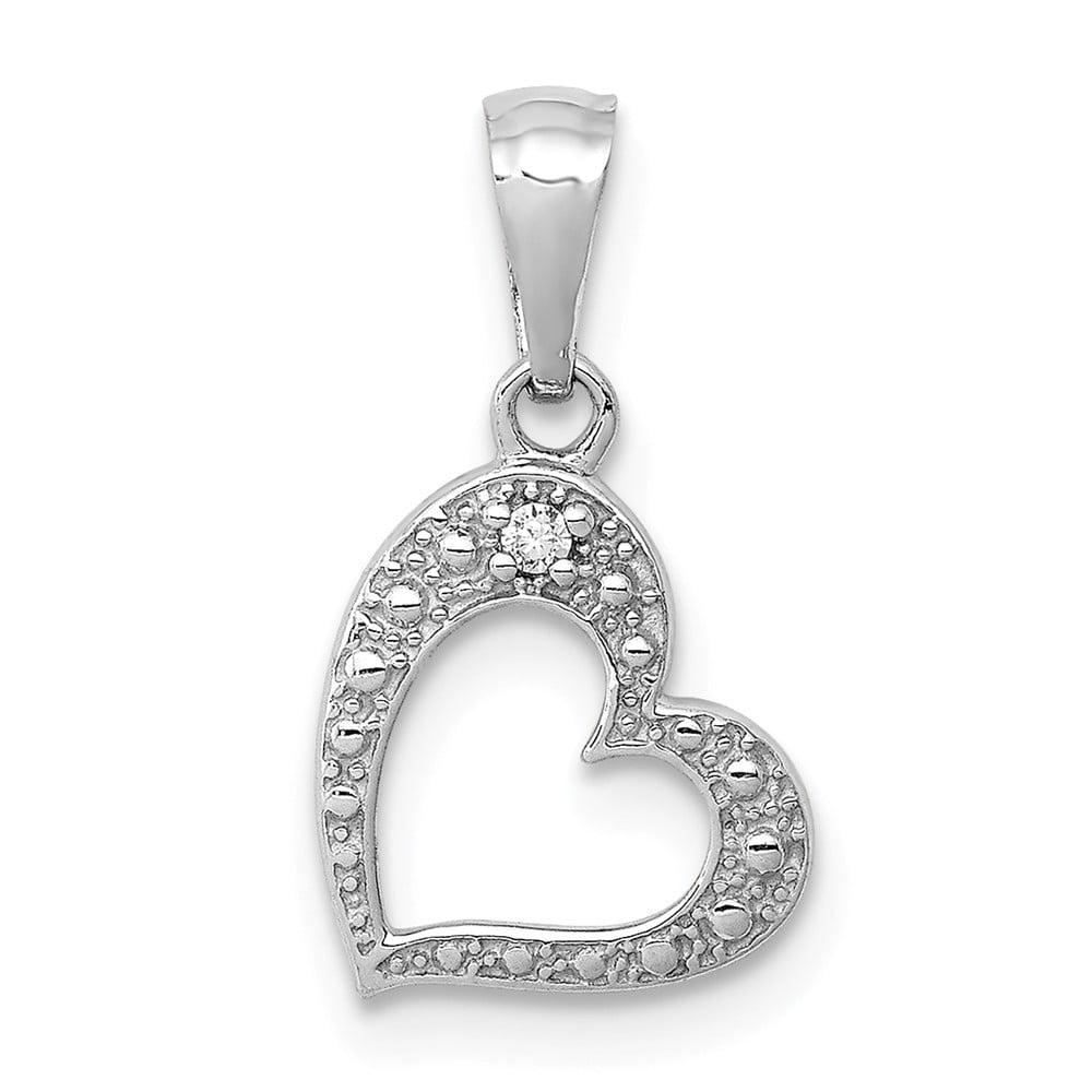 Beauniq 14k White Gold .01ct Diamond Heart Pendant Necklace 