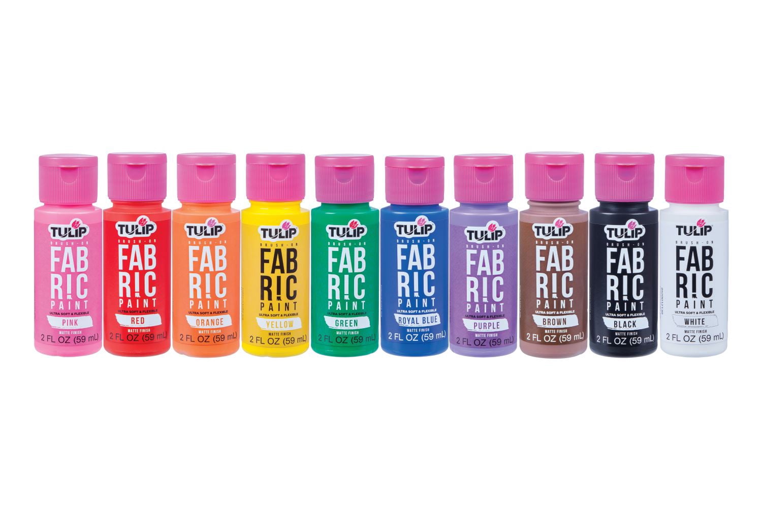 Tulip Brush-On Fabric Paint Set – 10 Pack of 2 fl oz Bottles, Liquid Rainbow Colors for DIY Crafts & Clothing